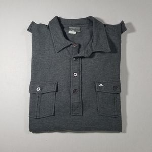 J Lindeberg Polo Shirt Men Size XL Gray Short Sleeve Golf Cotton Blend
